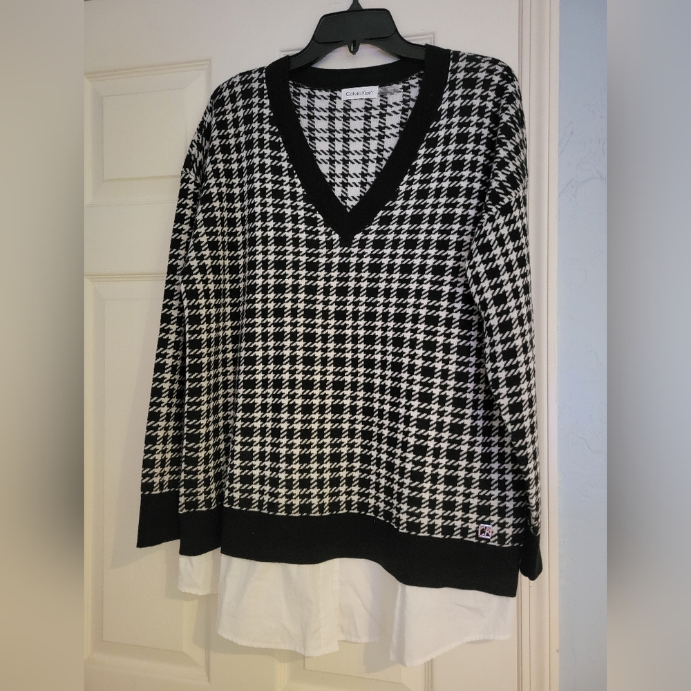 Calvin Klein mixed media sweater top NWOT